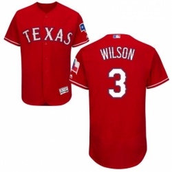 Mens Majestic Texas Rangers 3 Russell Wilson Red Alternate Flex Base Authentic Collection MLB Jersey