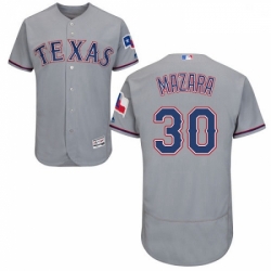 Mens Majestic Texas Rangers 30 Nomar Mazara Grey Road Flex Base Authentic Collection MLB Jersey