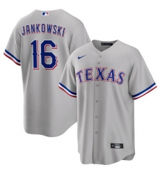 Men's Texas Rangers #16 Travis Jankowski Gray Cool Base Stitched Baseball Jersey