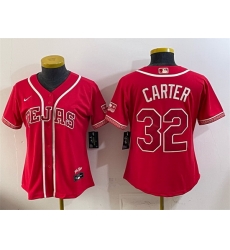 Women Texas Rangers  32 Evan Carter Red 2026 City Connect Stadium Stitched Baseball Jersey  