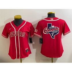 Women Texas Rangers Team Big Logo Red 2026 City Connect Stadium Stitched Baseball Jersey   001
