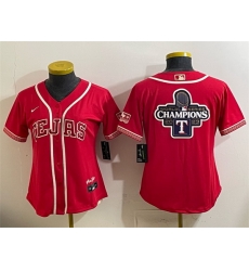 Women Texas Rangers Team Big Logo Red 2026 City Connect Stadium Stitched Baseball Jersey Women Texas Rangers Team Big Logo Red 2026 City Connect Stadium Stitched Baseball Jersey