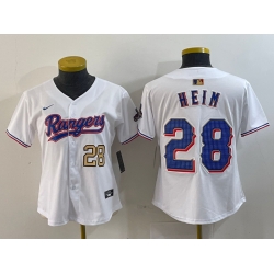 WomenTexas Rangers 28 Jonah Heim White Gold Cool Base Stitched Baseball Jersey