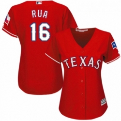 Womens Majestic Texas Rangers 16 Ryan Rua Authentic Red Alternate Cool Base MLB Jersey 