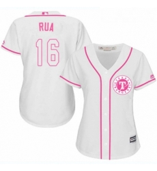 Womens Majestic Texas Rangers 16 Ryan Rua Authentic White Fashion Cool Base MLB Jersey 