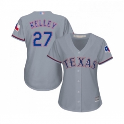 Womens Texas Rangers 27 Shawn Kelley Replica Grey Road Cool Base Baseball Jersey 