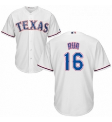 Youth Majestic Texas Rangers 16 Ryan Rua Replica White Home Cool Base MLB Jersey 