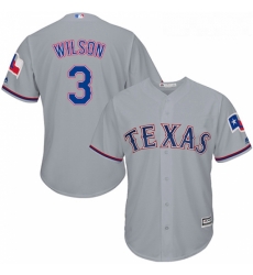 Youth Majestic Texas Rangers 3 Russell Wilson Replica Grey Road Cool Base MLB Jersey