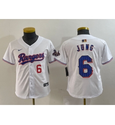 Youth Texas Rangers 6 Josh Jung White Gold Stitched Baseball Jersey 5