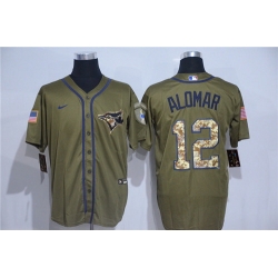 Blue Jays 12 Roberto Alomar Olive 2020 Nike Cool Base Jersey