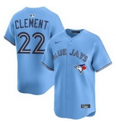 Men Toronto Blue Jays 22 Ernie Clement Light Blue MLB Cool base Jersey Men Toronto Blue Jays 22 Ernie Clement Light Blue MLB Cool base Jersey