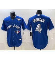 Men Toronto Blue Jays 4 George Springer Navy 2025 World Series Home Cool Base Stitched Baseball Jersey Men Toronto Blue Jays 4 George Springer Navy 2025 World Series Home Cool Base Stitched Baseball Jersey