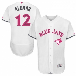 Mens Majestic Toronto Blue Jays 12 Roberto Alomar Authentic White 2016 Mothers Day Fashion Flex Base Jersey