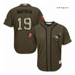 Mens Majestic Toronto Blue Jays 19 Jose Bautista Authentic Green Salute to Service MLB Jersey