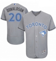 Mens Majestic Toronto Blue Jays 20 Josh Donaldson Authentic Gray 2016 Fathers Day Fashion Flex Base Jersey 