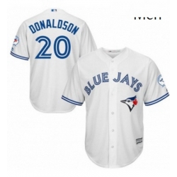 Mens Majestic Toronto Blue Jays 20 Josh Donaldson Replica White Home 40th Anniversary Patch MLB Jersey