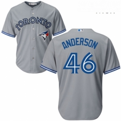 Mens Majestic Toronto Blue Jays 46 Brett Anderson Replica Grey Road MLB Jersey 