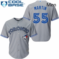 Mens Majestic Toronto Blue Jays 55 Russell Martin Replica Grey Road MLB Jersey