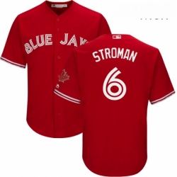 Mens Majestic Toronto Blue Jays 6 Marcus Stroman Replica Scarlet Alternate Cool Base MLB Jersey