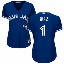 Womens Majestic Toronto Blue Jays 1 Aledmys Diaz Replica Blue Alternate MLB Jersey 