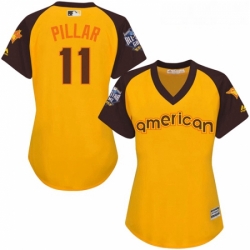 Womens Majestic Toronto Blue Jays 11 Kevin Pillar Authentic Yellow 2016 All Star American League BP Cool Base MLB Jersey