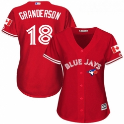 Womens Majestic Toronto Blue Jays 18 Curtis Granderson Authentic Scarlet Alternate MLB Jersey 