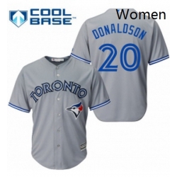 Womens Majestic Toronto Blue Jays 20 Josh Donaldson Replica Grey MLB Jersey