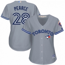 Womens Majestic Toronto Blue Jays 28 Steve Pearce Authentic Grey Road MLB Jersey 