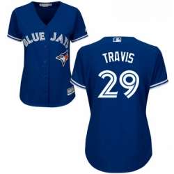 Womens Majestic Toronto Blue Jays 29 Devon Travis Replica Blue Alternate MLB Jersey