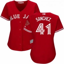 Womens Majestic Toronto Blue Jays 41 Aaron Sanchez Authentic Scarlet Alternate MLB Jersey