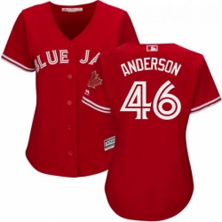 Womens Majestic Toronto Blue Jays 46 Brett Anderson Replica Scarlet Alternate MLB Jersey 