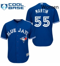 Womens Majestic Toronto Blue Jays 55 Russell Martin Authentic Blue MLB Jersey