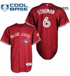 Womens Majestic Toronto Blue Jays 6 Marcus Stroman Replica Red Canada Day MLB Jersey