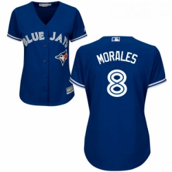 Womens Majestic Toronto Blue Jays 8 Kendrys Morales Replica Blue Alternate MLB Jersey