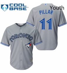 Youth Majestic Toronto Blue Jays 11 Kevin Pillar Replica Grey Road MLB Jersey