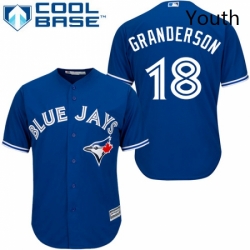 Youth Majestic Toronto Blue Jays 18 Curtis Granderson Replica Blue Alternate MLB Jersey 