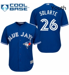 Youth Majestic Toronto Blue Jays 26 Yangervis Solarte Replica Blue Alternate MLB Jersey 