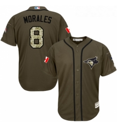 Youth Majestic Toronto Blue Jays 8 Kendrys Morales Replica Green Salute to Service MLB Jersey