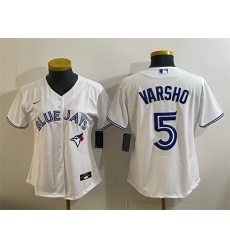 Youth Toronto Blue Jays  5 Daulton Varsho White Cool Base Stitched Baseball Jersey