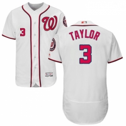 Mens Majestic Washington Nationals 3 Michael Taylor White Home Flex Base Authentic Collection MLB Jersey