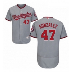 Mens Majestic Washington Nationals 47 Gio Gonzalez Grey Road Flex Base Authentic Collection MLB Jersey