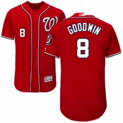 Mens Majestic Washington Nationals 8 Brian Goodwin Red Alternate Flex Base Authentic Collection MLB Jersey 