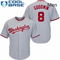 Mens Majestic Washington Nationals 8 Brian Goodwin Replica Grey Road Cool Base MLB Jersey 