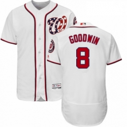 Mens Majestic Washington Nationals 8 Brian Goodwin White Home Flex Base Authentic Collection MLB Jersey