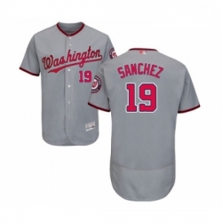 Mens Washington Nationals 19 Anibal Sanchez Grey Road Flex Base Authentic Collection Baseball Jersey