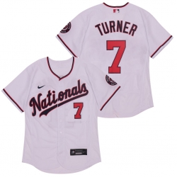 Nationals 7 Trea Turner White Nike 2020 Flexbase Jersey