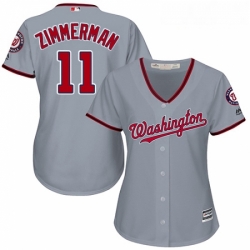 Womens Majestic Washington Nationals 11 Ryan Zimmerman Replica Grey Road Cool Base MLB Jersey