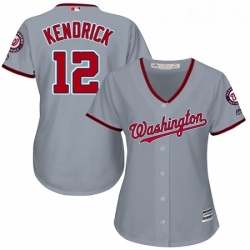 Womens Majestic Washington Nationals 12 Howie Kendrick Authentic Grey Road Cool Base MLB Jersey 