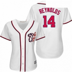 Womens Majestic Washington Nationals 14 Mark Reynolds Authentic White Home Cool Base MLB Jersey 