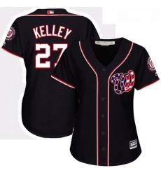 Womens Majestic Washington Nationals 27 Shawn Kelley Authentic Navy Blue Alternate 2 Cool Base MLB Jersey